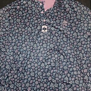 Floral Pins And Aces Navy Polo Shirt